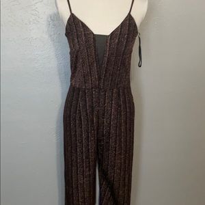 Sparkly deep V jumpsuit